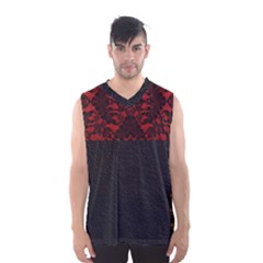 Red And Black Leather Red Lace By Flipstylez Designs Men s Basketball Tank Top by flipstylezfashionsLLC