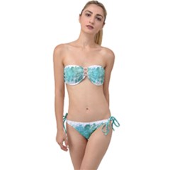 Splash Teal Twist Bandeau Bikini Set