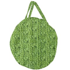 Knitted Wool Chain Green Giant Round Zipper Tote by vintage2030