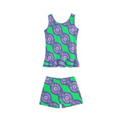 Purple Chains On A Green Background                                              Kid s Boyleg Swimsuit