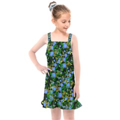 Blue Luminescent Roses Kids  Overall Dress