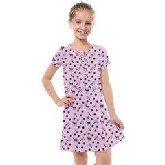 Pink Deer Pattern Kids  Cross Web Dress by snowwhitegirl