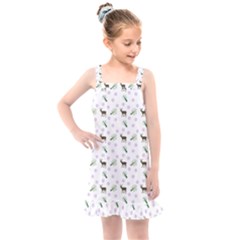 White Deer Pattern Kids  Overall Dress