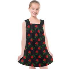 Red Roses Black Kids  Cross Back Dress