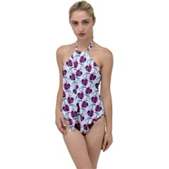 Flamingo Leaf Patttern Blue Go With The Flow One Piece Swimsuit