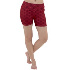 Victorian Paisley Red Lightweight Velour Yoga Shorts