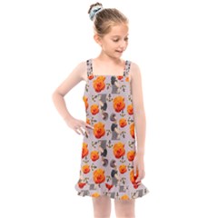 Girl With Roses And Anchors Kids  Overall Dress