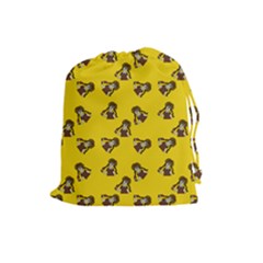 Girl With Popsicle Yello Drawstring Pouch (large) by snowwhitegirl