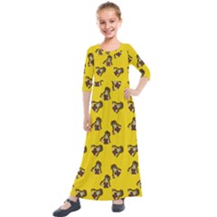 Girl With Popsicle Yello Kids  Quarter Sleeve Maxi Dress