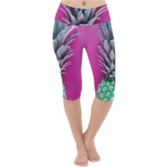 Green Pineapple Lightweight Velour Cropped Yoga Leggings