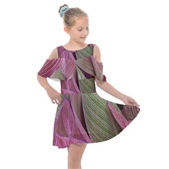 Pink Leaves Kids  Shoulder Cutout Chiffon Dress