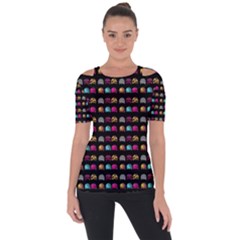 Eighties Bugs Shoulder Cut Out Short Sleeve Top by snowwhitegirl