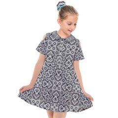 Geometric Stylized Floral Pattern Kids  Short Sleeve Shirt Dress