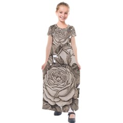 Flowers 1776626 1920 Kids  Short Sleeve Maxi Dress