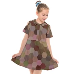 Brown Background Layout Polygon Kids  Short Sleeve Shirt Dress by Sapixe