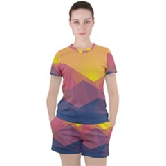 Image Sunset Landscape Graphics Women s Tee And Shorts Set