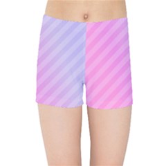 Diagonal Pink Stripe Gradient Kids Sports Shorts by Sapixe