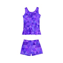 Purple Triangle Purple Background Kid s Boyleg Swimsuit