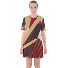 Fabric Textile Design Sixties Short Sleeve Mini Dress by Sapixe