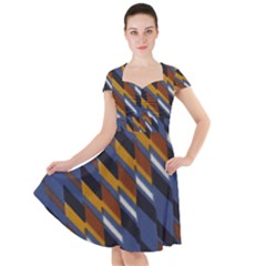 Colors Fabric Abstract Textile Cap Sleeve Midi Dress