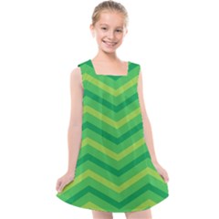 Green Background Abstract Kids  Cross Back Dress