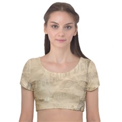 Paris 1118815 1280 Velvet Short Sleeve Crop Top 