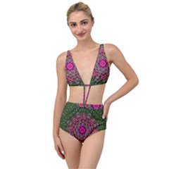 Fantasy Floral Wreath In The Green Summer  Leaves Tied Up Two Piece Swimsuit