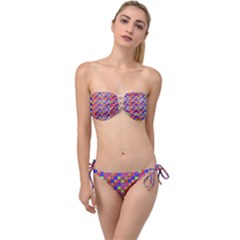 Numbers And Vowels Colorful Pattern Twist Bandeau Bikini Set