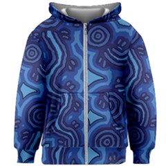 Aboriginal Art - Blue Campsites Kids Zipper Hoodie Without Drawstring