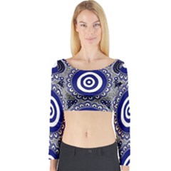 Aboriginal Art - Gathering Long Sleeve Crop Top by hogartharts