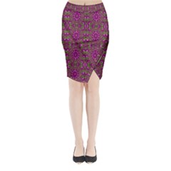 Modern Asian Ornate Pattern Midi Wrap Pencil Skirt by dflcprints