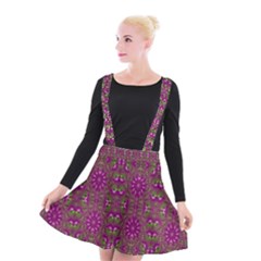 Modern Asian Ornate Pattern Suspender Skater Skirt by dflcprints