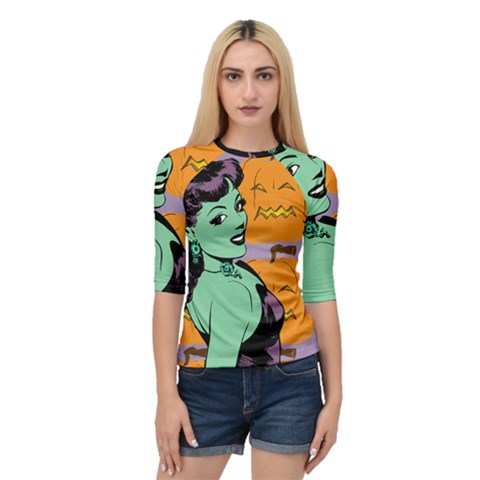 Zombie Retro Girl Quarter Sleeve Raglan Tee by snowwhitegirl