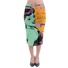 Zombie Retro Girl Midi Pencil Skirt by snowwhitegirl