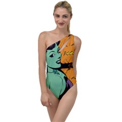 Zombie Retro Girl Black To One Side Swimsuit