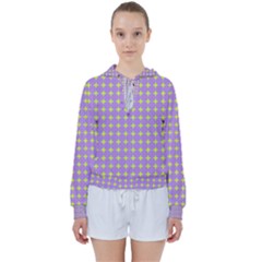 Pastel Mod Purple Yellow Circles Women s Tie Up Sweat by BrightVibesDesign