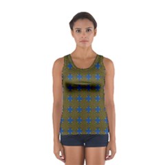 Mod Yellow Blue Circles Pattern Sport Tank Top  by BrightVibesDesign