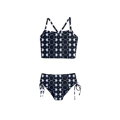 Black And White Pattern Girls  Tankini Swimsuit