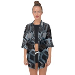 Cube Fantasy Square Shape Open Front Chiffon Kimono