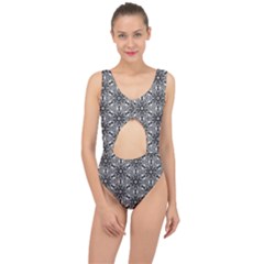 Black And White Pattern Center Cut Out Swimsuit