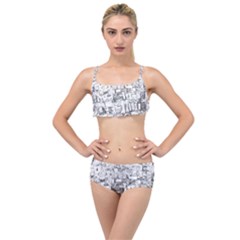 Black And White Background Wallpaper Pattern Layered Top Bikini Set