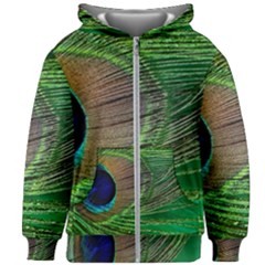 Peacock Feather Macro Peacock Bird Kids Zipper Hoodie Without Drawstring