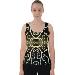 Black Embossed Swirls In Gold By Flipstylez Designs Velvet Tank Top by flipstylezfashionsLLC