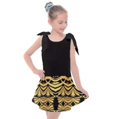 Black Vintage Background With Golden Swirls By Flipstylez Designs  Kids  Tie Up Tunic Dress