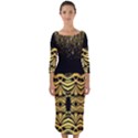 Black Vintage Background With Golden swirls By FlipStylez Designs Quarter Sleeve Midi Bodycon Dress View1