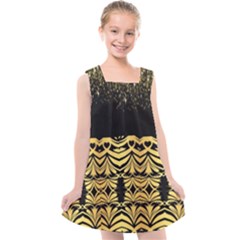 Black Vintage Background With Golden Swirls By Flipstylez Designs Kids  Cross Back Dress