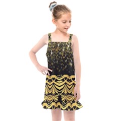 Black Vintage Background With Golden Swirls By Flipstylez Designs  Kids  Overall Dress