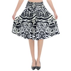 Vintage Black Swirls By Flipstylez Designs Flared Midi Skirt by flipstylezfashionsLLC