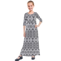 Vintage Black Hearts Swirls By Flipstylez Designs Kids  Quarter Sleeve Maxi Dress