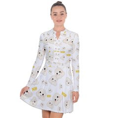 Cute Kawaii Popcorn Pattern Long Sleeve Panel Dress